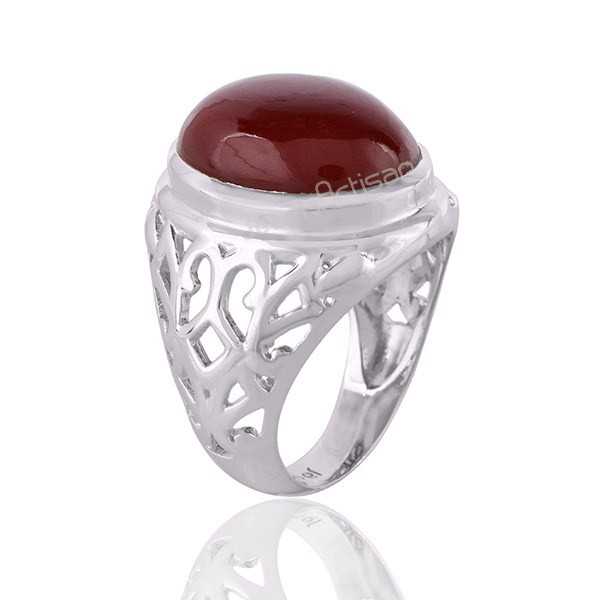 Red Onyx Ring One Stone Ring Designer Red Onyx Ring . Silver  Ring Red Onyx Silver Ring