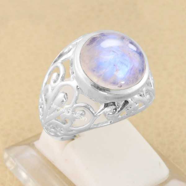Moonstone Jewelry Natural Rainbow Moonstone Ring Rainbow Moonstone Ring 925 Sterling Silver  Ring Handmade Ring June Birthstone