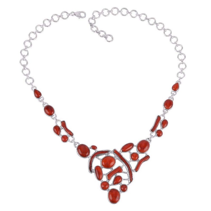 Drop Necklace Designs Bamboo C Silver Red Stone Necklaces - Sterling Silver Red Stone Pendant Drop Necklace Designs Bamboo C Silver Red Stone Necklaces - Sterling Silver Red Stone Pendant