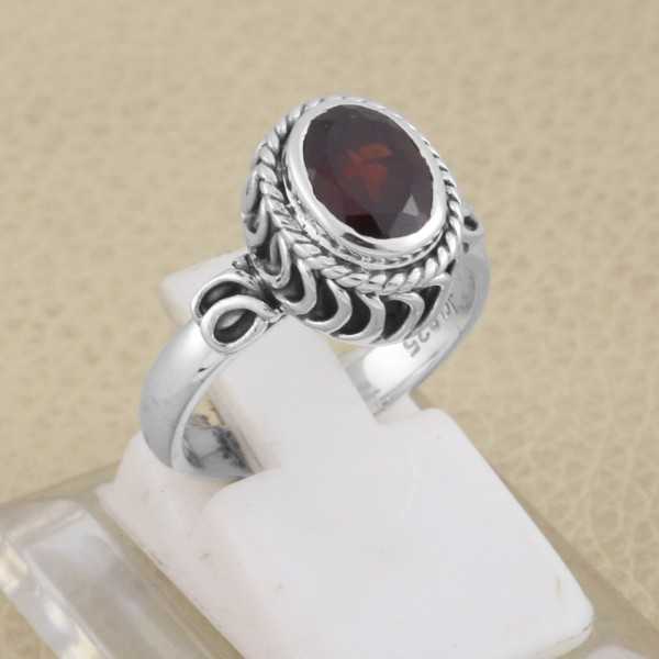 Large Oval Garnet 925 Sterling Silver Ring Handmade Jewelry 