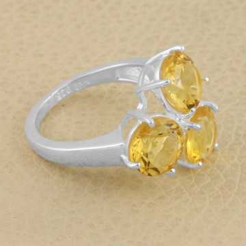 Engagement Ring Citrine Gemstone Ring 925 Sterling Silver Ring