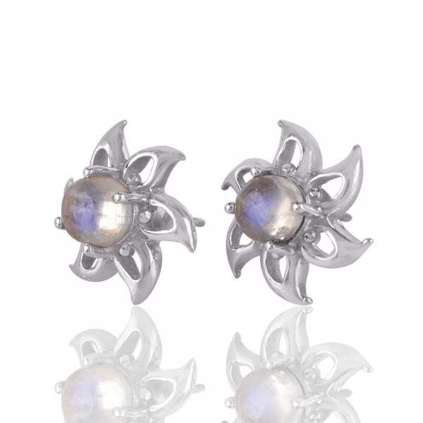 Details about   Cubic Zircon Gemstone Designer 925 Silver Rainbow Moonstone Stud Earrings 