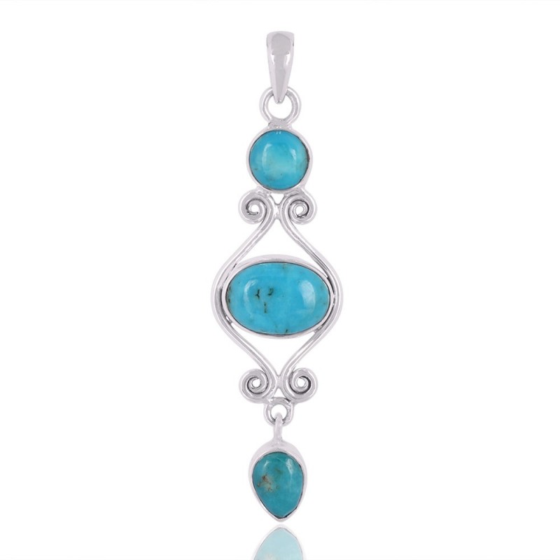 Natural Arizona Turquoise Gemstone Sterling Silver Pendant Jewels Arizona Turquoise Gemstone 925 Sterling Silver Pendant Loading Zoom