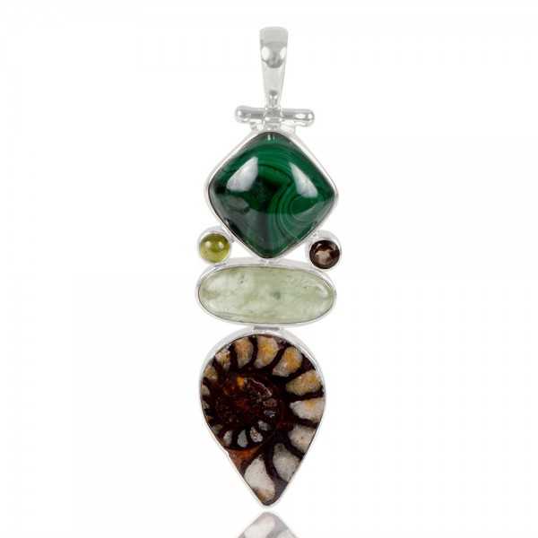 Green Kyanite Hematite Ammonite Idocrase Malachite And Smoky Quartz Gemstone 925 Streling Sliver Earring