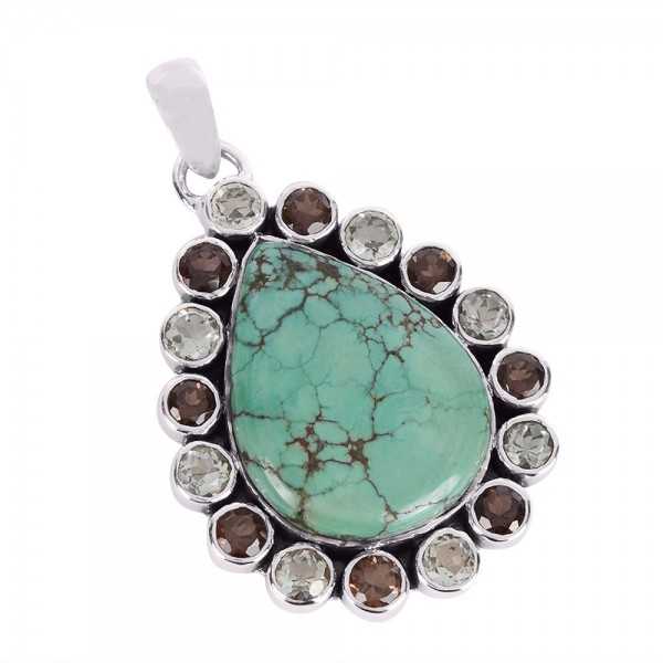 big natural TIBETAN QUARTZ with smoky quartz,tibetan quartz necklace,tibetan quartz pendantsilver gemstone necklace,smoky quartz necklace