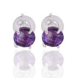 Length- 1.30 inch Natural authentic amethyst stones Amethyst earrings set in sterling silver 92.5 Perfectly matched